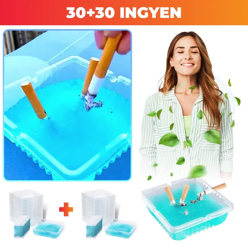 ASHFRESH: Hordozható hamutartó, füst és szag nélkül - 30+30 INGYEN